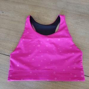 NWOT Terez XS pink foiled mini star sports bra